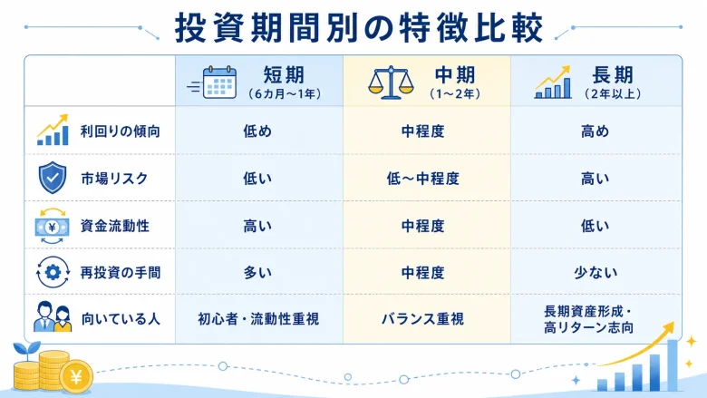 投資期間別の特徴比較の図