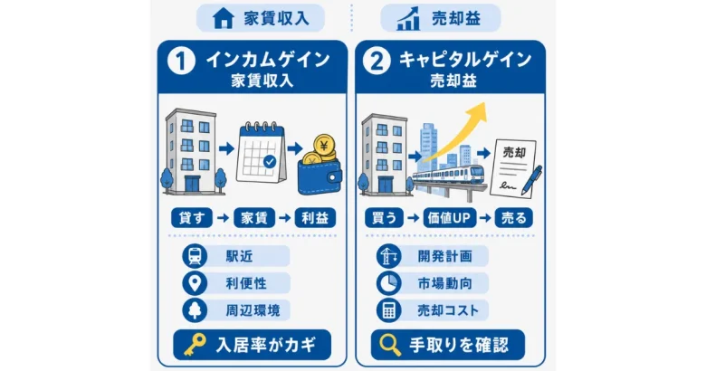 インカムゲインとキャピタルゲインの図解