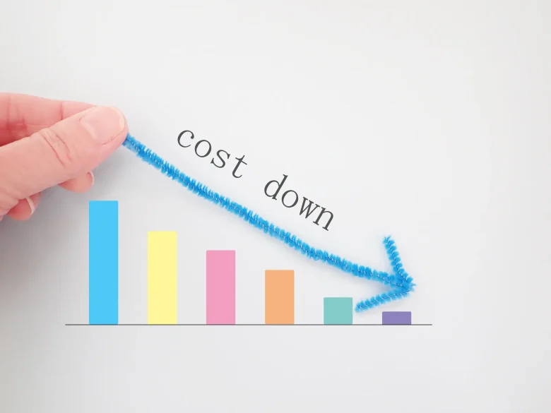 棒グラフとcost downの文字